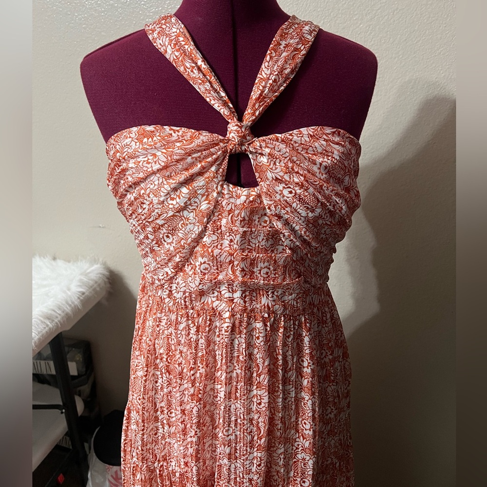 Miss Me orange color Floral Halter Maxi Dress. SZ Medium. - Picture 2 of 6